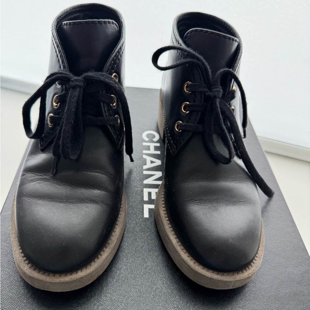 Chanel Black Leather Ankle Boots - Picture 2 of 5